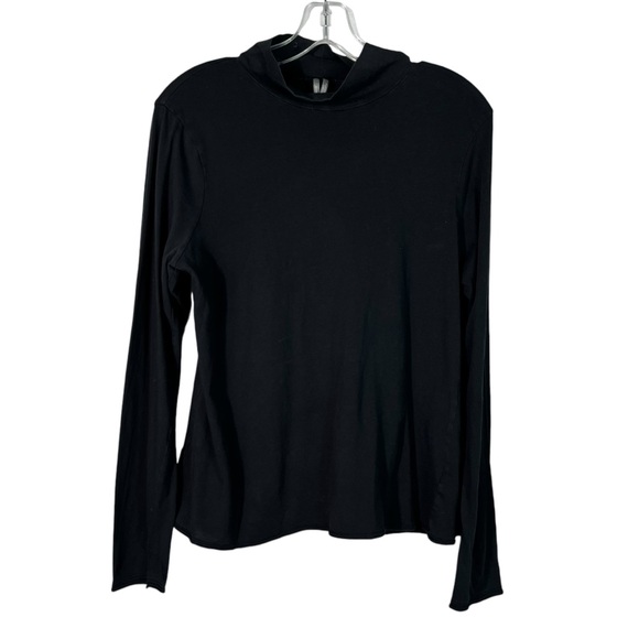Anthropologie Tops - By Anthropologie Solid Black Lightweight Mock Neck Long Sleeve Shirt Large L